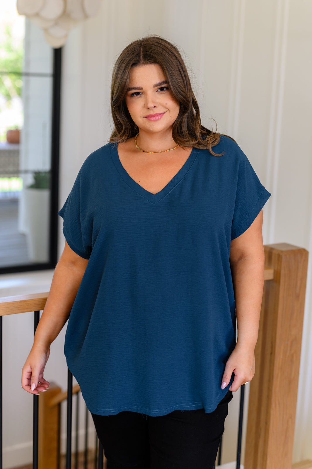 Very Much Needed V-Neck Top in Teal-Short Sleeve Tops-Krush Kandy, Women's Online Fashion Boutique Located in Phoenix, Arizona (Scottsdale Area)
