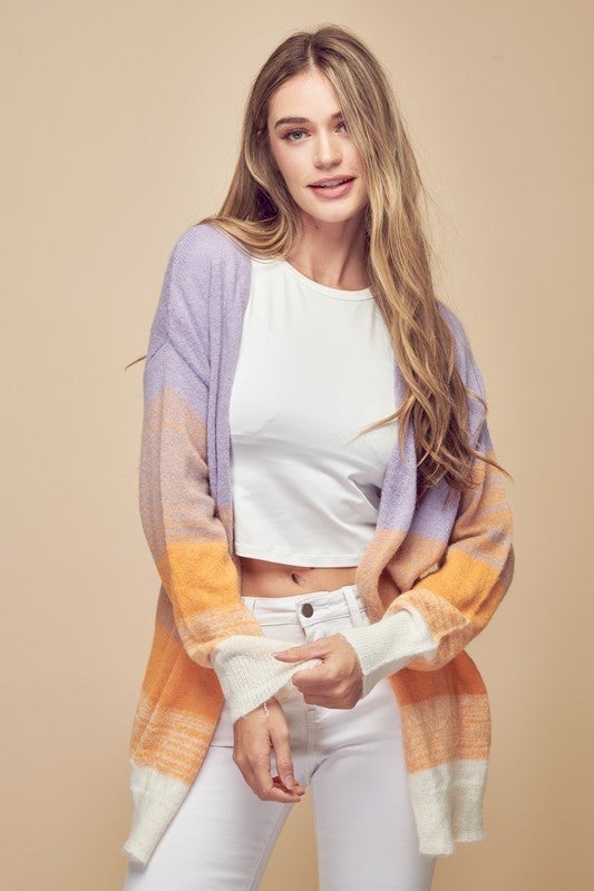 It's All Good Color Block Open Front Cardigan-Cardigans-Krush Kandy, Women's Online Fashion Boutique Located in Phoenix, Arizona (Scottsdale Area)