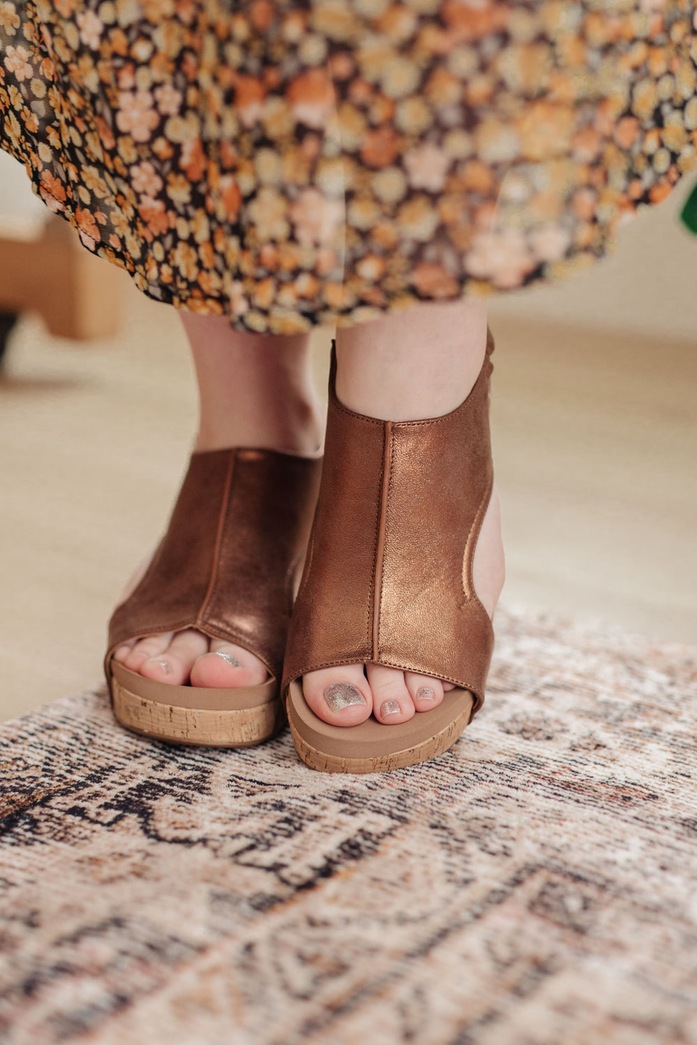 CORKYS Walk This Way Wedge Sandals in Antique Bronze-Sandals-Krush Kandy, Women's Online Fashion Boutique Located in Phoenix, Arizona (Scottsdale Area)