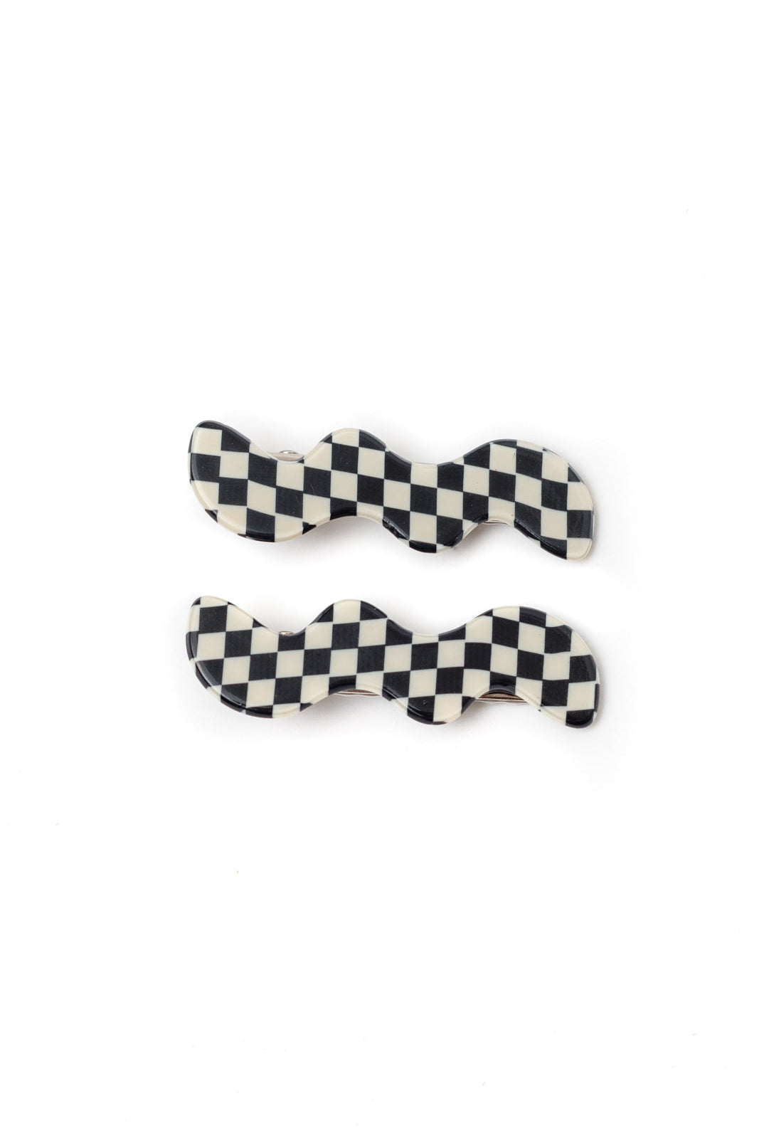 Wavy Clip Set in Checkered Black-Hair Accessories-Krush Kandy, Women's Online Fashion Boutique Located in Phoenix, Arizona (Scottsdale Area)