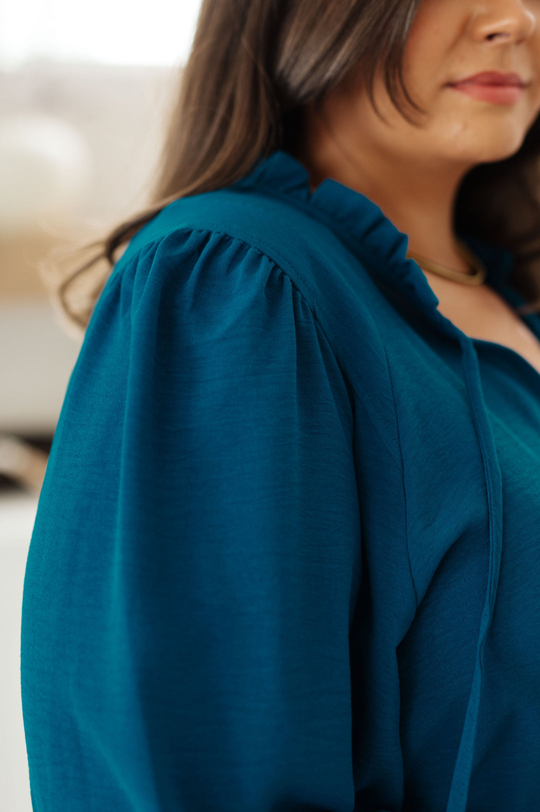 We Believe Keyhole Tie Detail Blouse-Long Sleeve Tops-Krush Kandy, Women's Online Fashion Boutique Located in Phoenix, Arizona (Scottsdale Area)