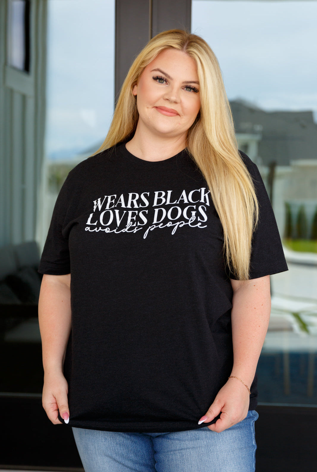 Wears Black, Loves Dogs Graphic Tee in Heather Black-Graphic Tees-Krush Kandy, Women's Online Fashion Boutique Located in Phoenix, Arizona (Scottsdale Area)