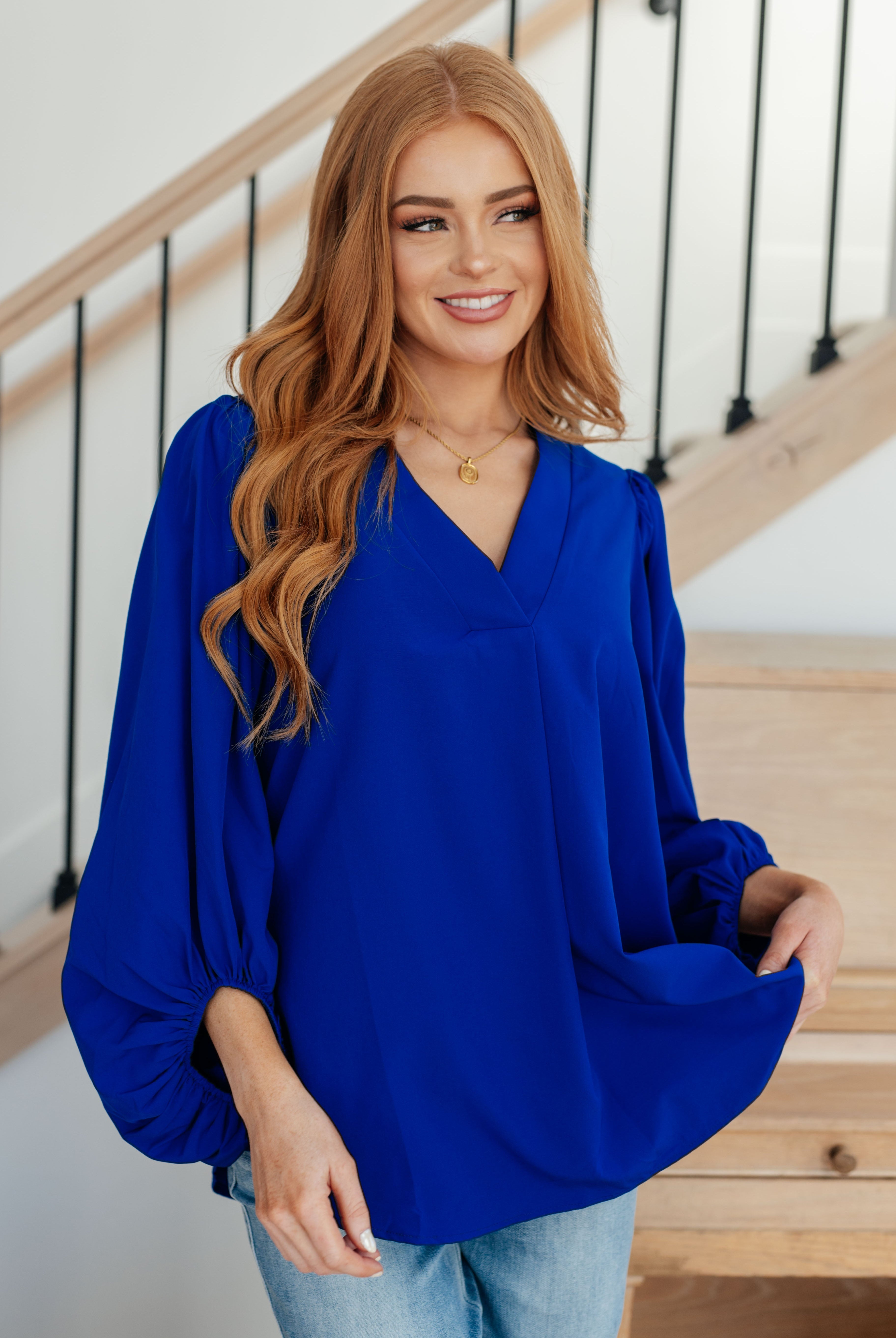 What Do You Say Balloon Sleeve Blouse-Long Sleeve Tops-Krush Kandy, Women's Online Fashion Boutique Located in Phoenix, Arizona (Scottsdale Area)
