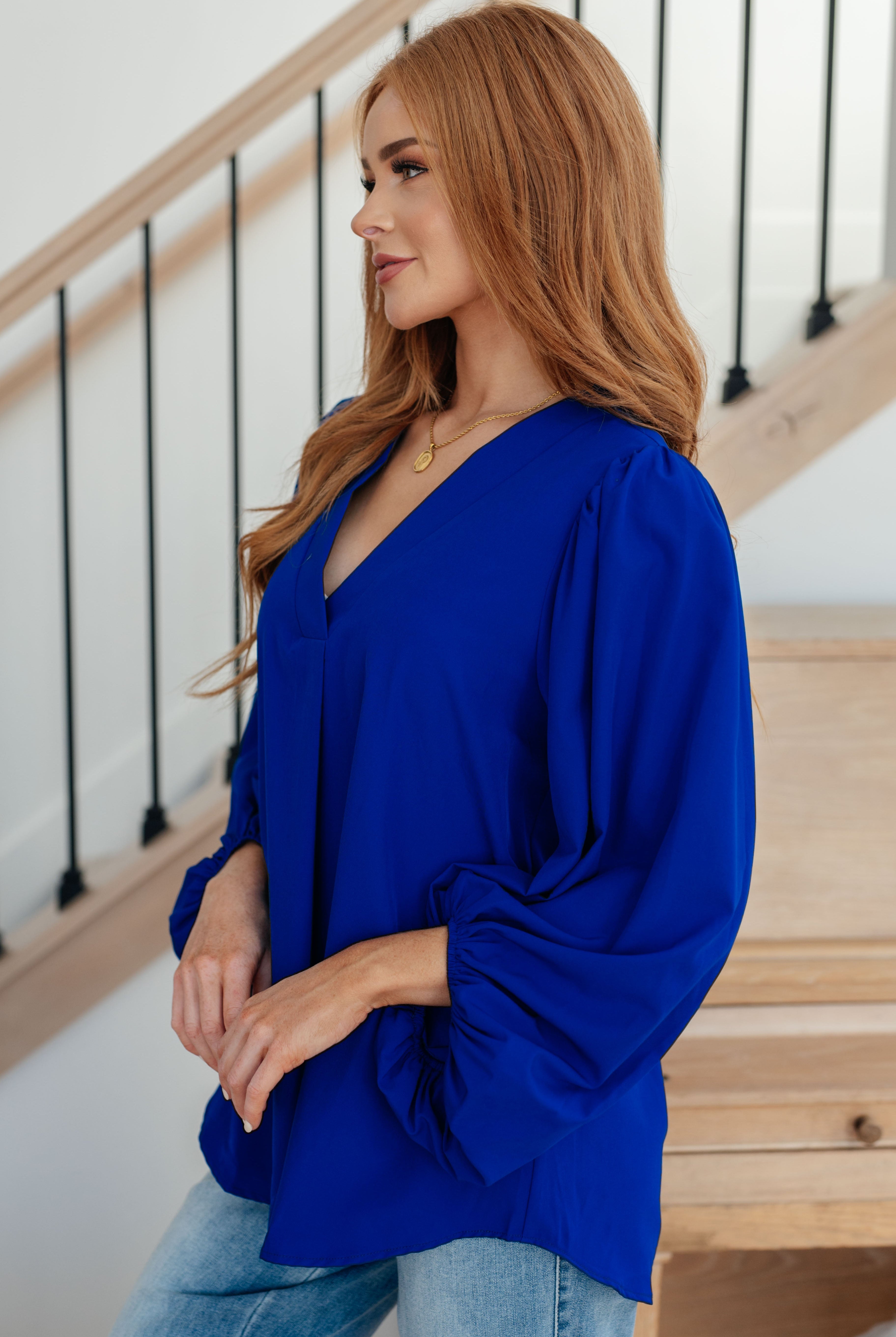 What Do You Say Balloon Sleeve Blouse-Long Sleeve Tops-Krush Kandy, Women's Online Fashion Boutique Located in Phoenix, Arizona (Scottsdale Area)