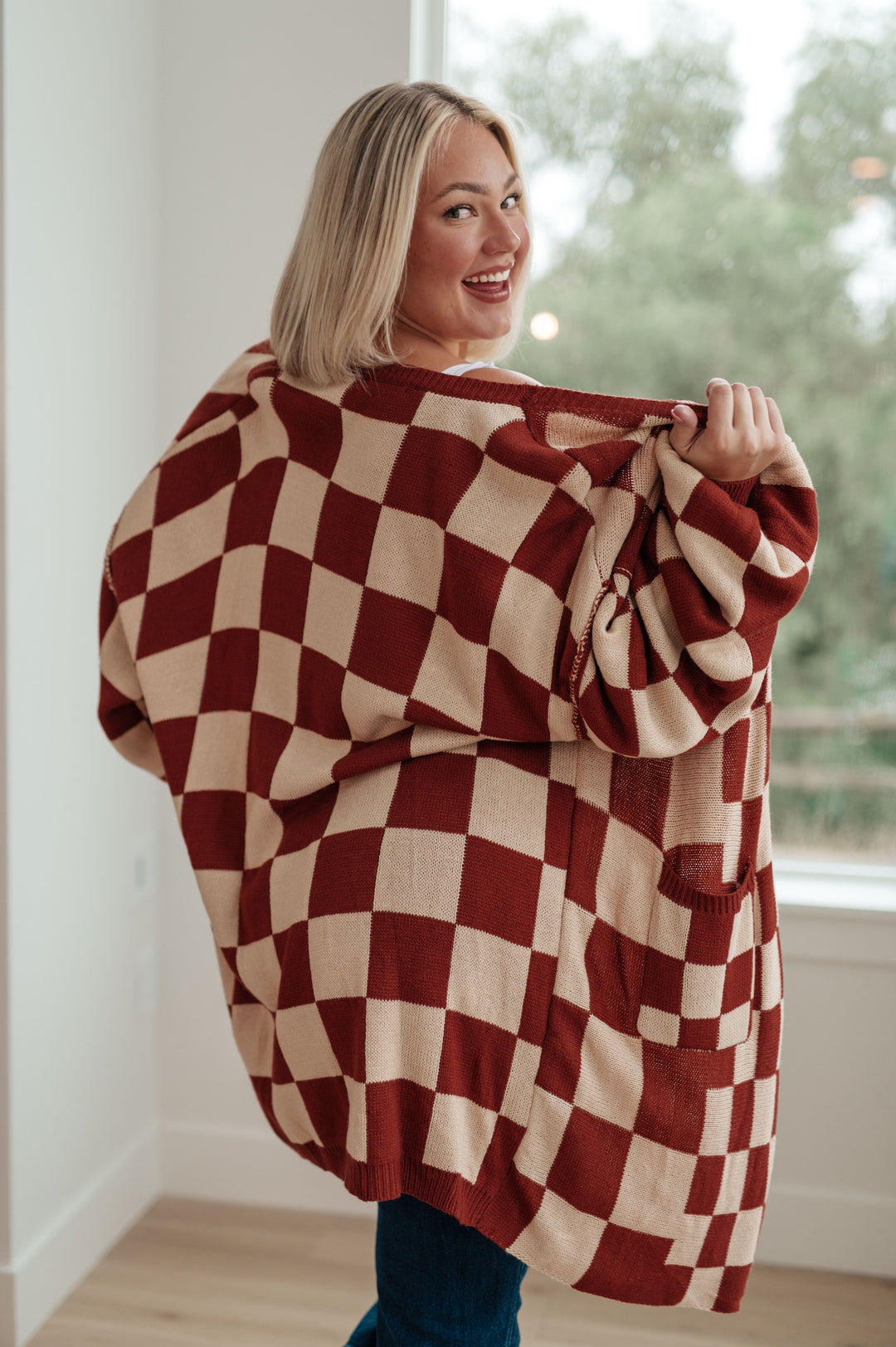 When I See You Again Checkered Cardigan-Cardigans-Krush Kandy, Women's Online Fashion Boutique Located in Phoenix, Arizona (Scottsdale Area)