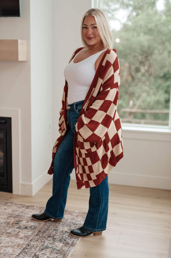 When I See You Again Checkered Cardigan-Cardigans-Krush Kandy, Women's Online Fashion Boutique Located in Phoenix, Arizona (Scottsdale Area)