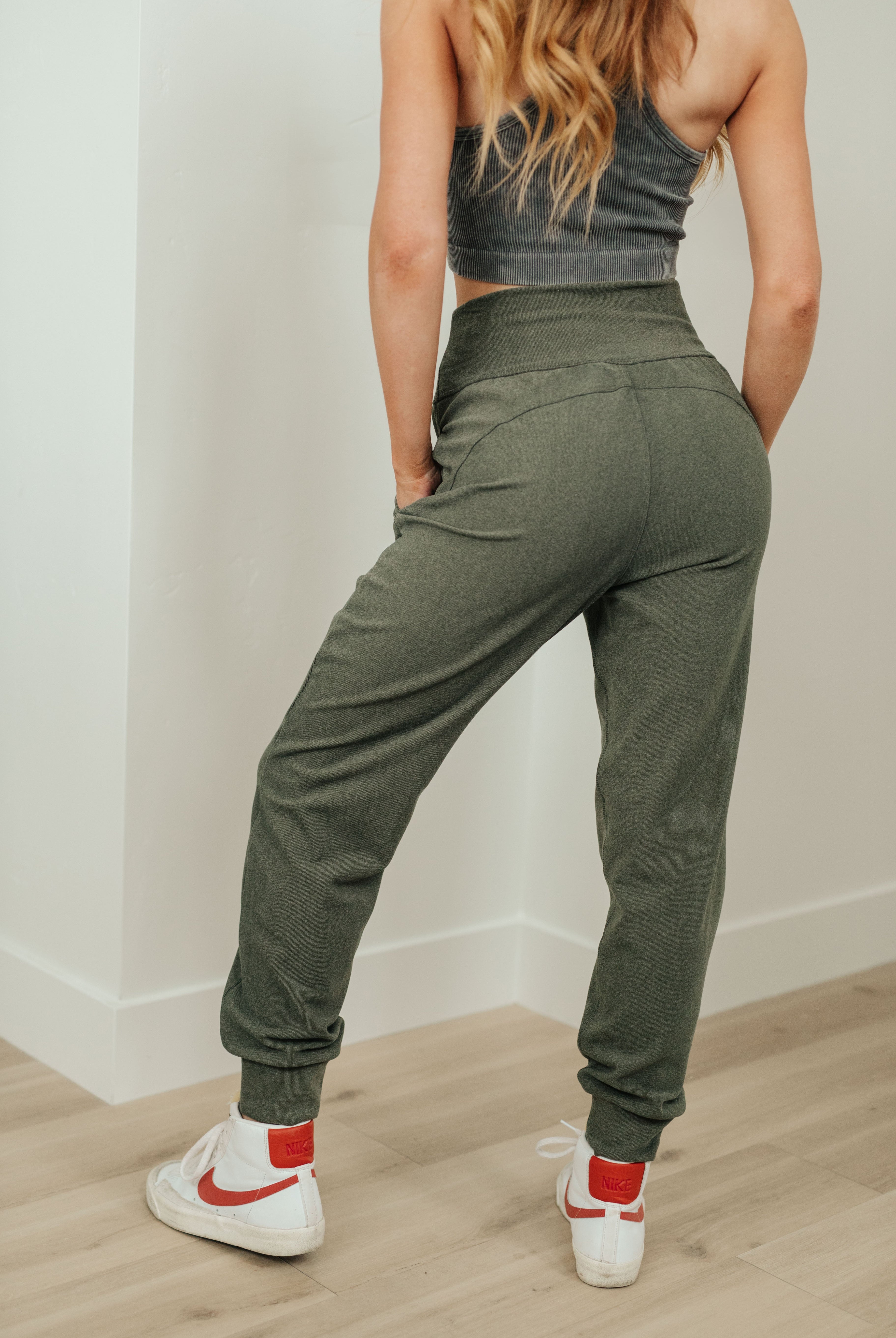 Where Are You High Rise Joggers in Olive-Joggers-Krush Kandy, Women's Online Fashion Boutique Located in Phoenix, Arizona (Scottsdale Area)