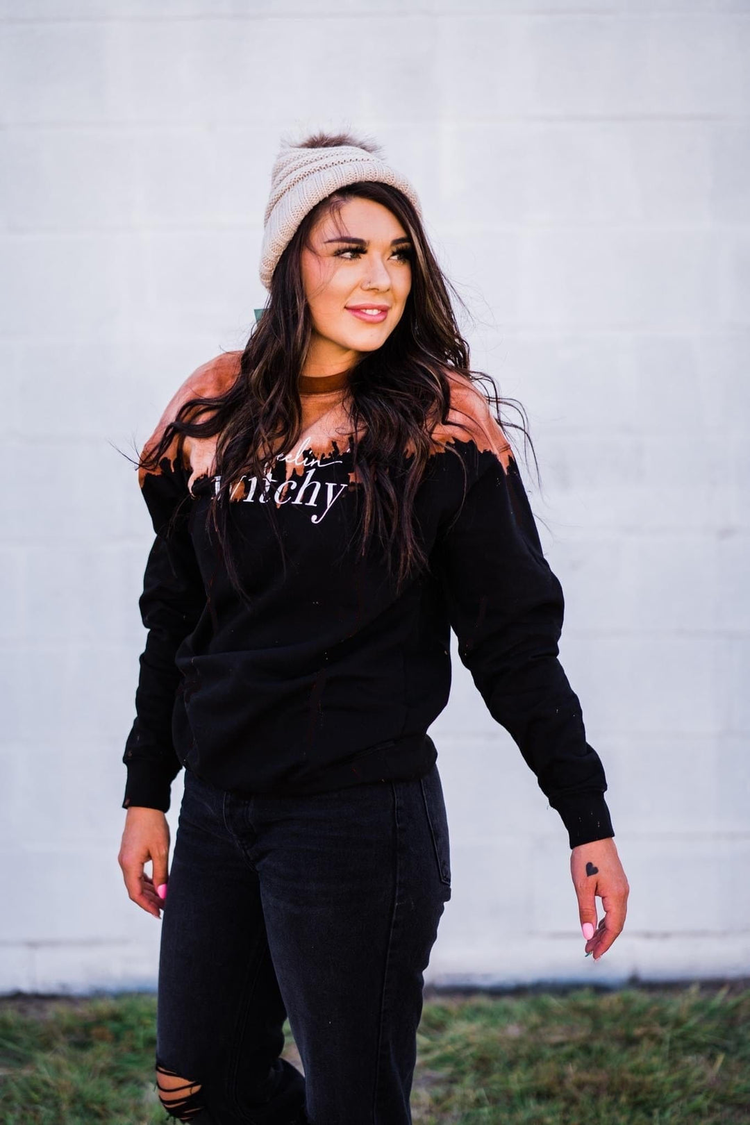 Feelin Witchy Bleached Sweatshirt-Graphic Tees-Krush Kandy, Women's Online Fashion Boutique Located in Phoenix, Arizona (Scottsdale Area)