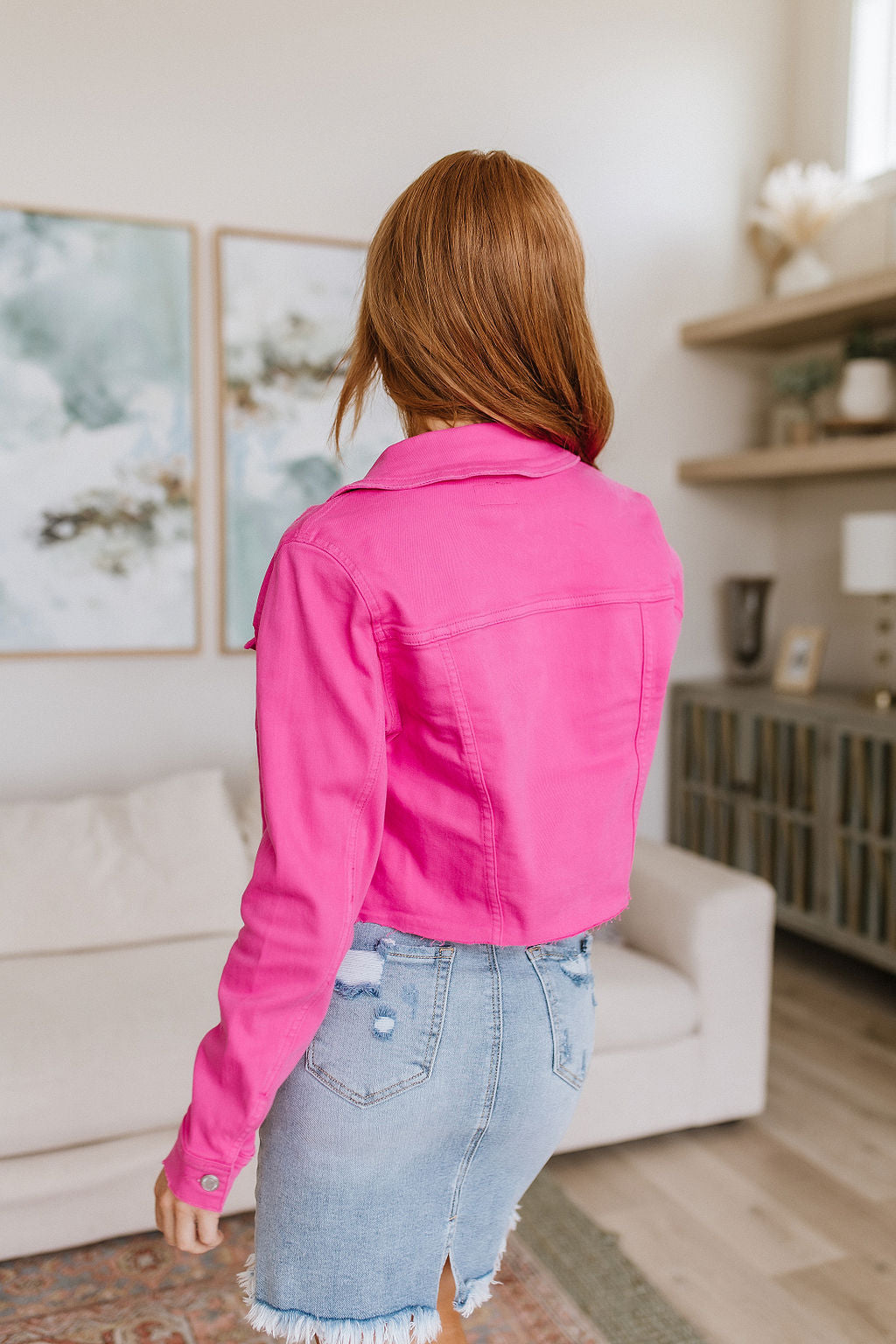 Judy Blue With a Whisper Denim Jacket in Hot Pink-Jackets-Krush Kandy, Women's Online Fashion Boutique Located in Phoenix, Arizona (Scottsdale Area)