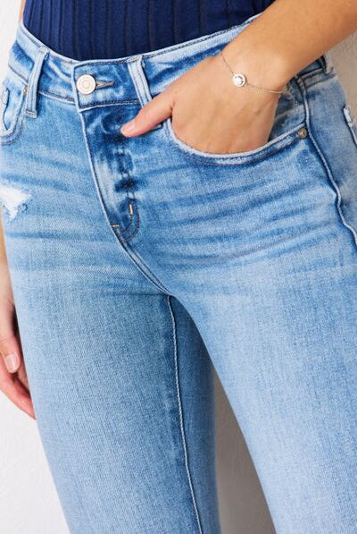 Kancan Mid Rise Raw Hem Flare Jeans-Jeans-Krush Kandy, Women's Online Fashion Boutique Located in Phoenix, Arizona (Scottsdale Area)