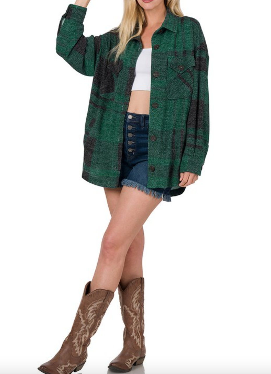 Jacquard Plaid Shacket WITH Pockets | S-3X, 3 Colors!-Shackets-Krush Kandy, Women's Online Fashion Boutique Located in Phoenix, Arizona (Scottsdale Area)