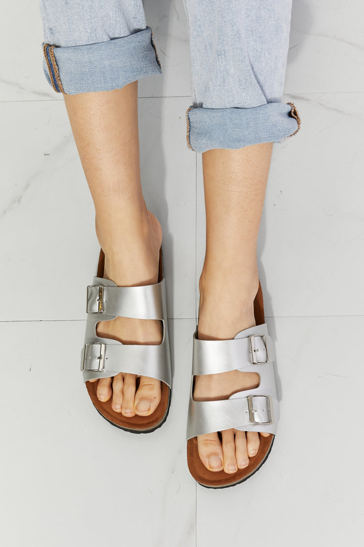 Best Life Double-Banded Slide Sandal in Silver-Sandals-Krush Kandy, Women's Online Fashion Boutique Located in Phoenix, Arizona (Scottsdale Area)