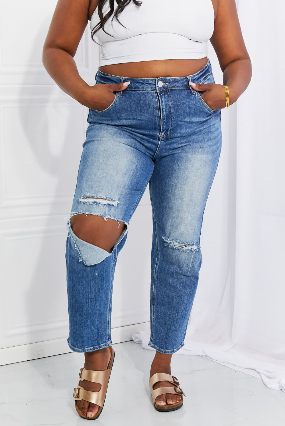 RISEN Full Size Emily High Rise Relaxed Jeans-Jeans-Krush Kandy, Women's Online Fashion Boutique Located in Phoenix, Arizona (Scottsdale Area)