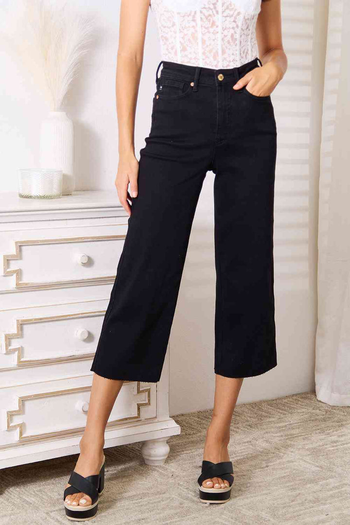 Judy Blue Full Size High Waist Wide Leg Cropped Jeans-Krush Kandy, Women's Online Fashion Boutique Located in Phoenix, Arizona (Scottsdale Area)