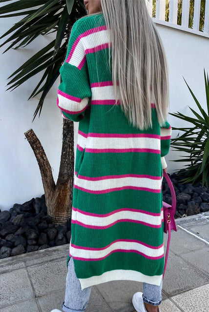 Striped Open Front Longline Cardigan-Krush Kandy, Women's Online Fashion Boutique Located in Phoenix, Arizona (Scottsdale Area)