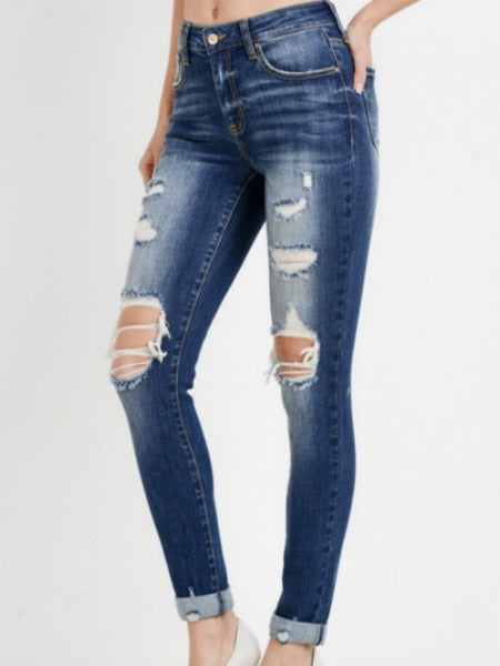 30" Destroyed Roll Up Skinny Jean | SALE! SIZE 1 left!)-Jeans-Krush Kandy, Women's Online Fashion Boutique Located in Phoenix, Arizona (Scottsdale Area)