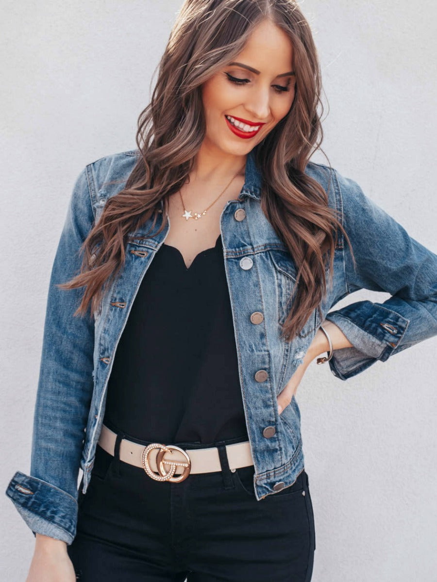 No Stressin' Denim Jacket | S-3X, 2 Washes-Jackets-Krush Kandy, Women's Online Fashion Boutique Located in Phoenix, Arizona (Scottsdale Area)