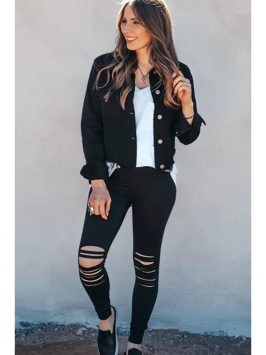 No Need To Stress Distressed Knee High-Waist Leggings-Leggings-Krush Kandy, Women's Online Fashion Boutique Located in Phoenix, Arizona (Scottsdale Area)