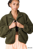 Button Fleece Jacket-Jackets-Krush Kandy, Women's Online Fashion Boutique Located in Phoenix, Arizona (Scottsdale Area)