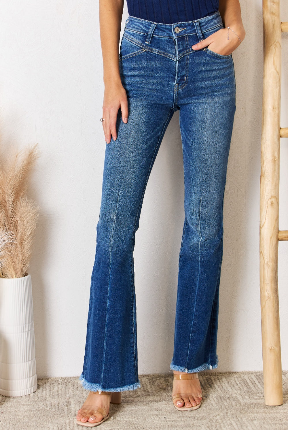 Kancan High Rise Raw Hem Flare Jeans-Krush Kandy, Women's Online Fashion Boutique Located in Phoenix, Arizona (Scottsdale Area)