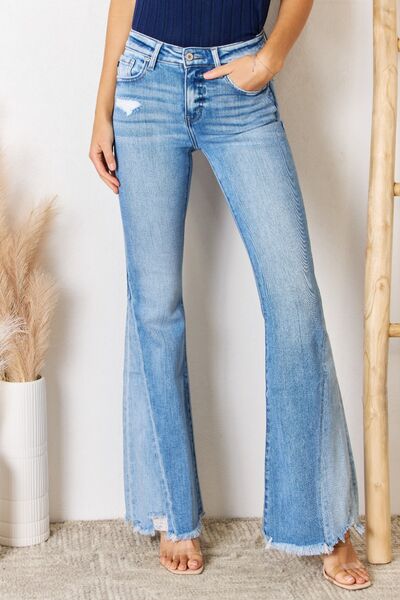 Kancan Mid Rise Raw Hem Flare Jeans-Jeans-Krush Kandy, Women's Online Fashion Boutique Located in Phoenix, Arizona (Scottsdale Area)