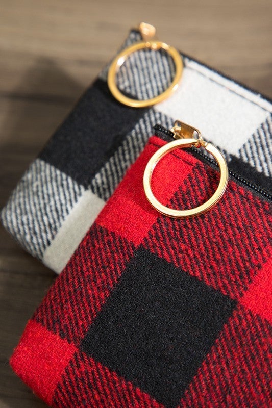 Let's Get Away Buffalo Plaid Coin Purse-Purses & Bags-Krush Kandy, Women's Online Fashion Boutique Located in Phoenix, Arizona (Scottsdale Area)