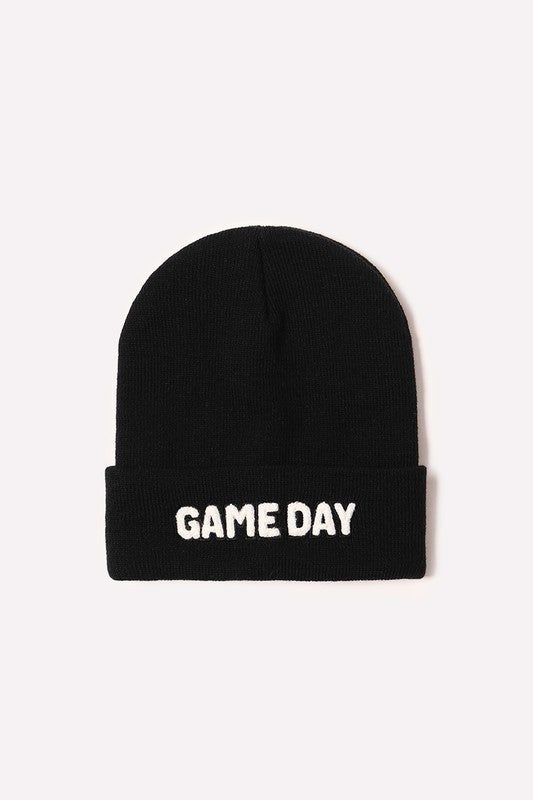 Game Day Chenille Patch Knit Beanie-Hats-Krush Kandy, Women's Online Fashion Boutique Located in Phoenix, Arizona (Scottsdale Area)