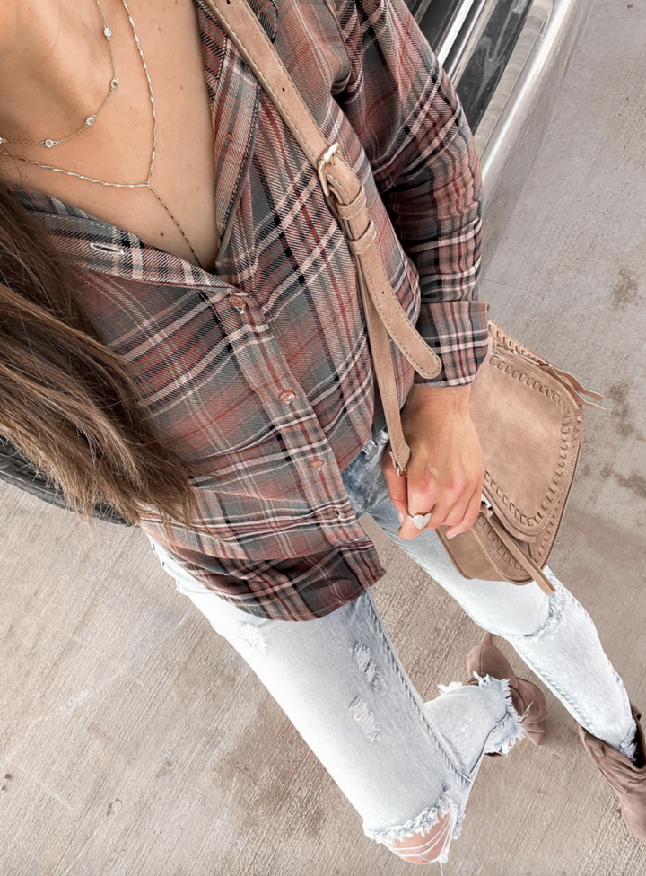 Jennas Long Sleeve Button Down Plaid Shirt-Long Sleeve Tops-Krush Kandy, Women's Online Fashion Boutique Located in Phoenix, Arizona (Scottsdale Area)