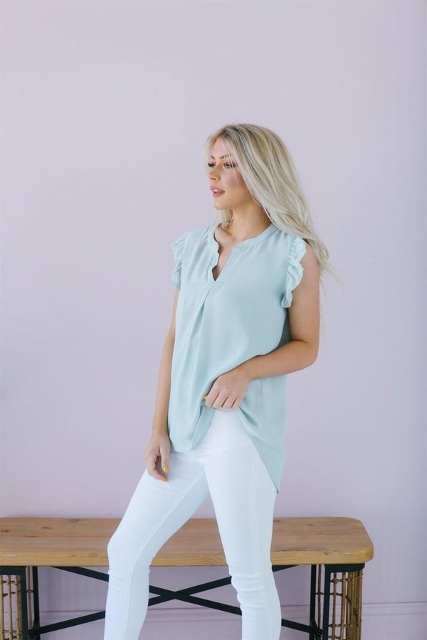 Ruffled Spring Blouse-Short Sleeve Tops-Krush Kandy, Women's Online Fashion Boutique Located in Phoenix, Arizona (Scottsdale Area)