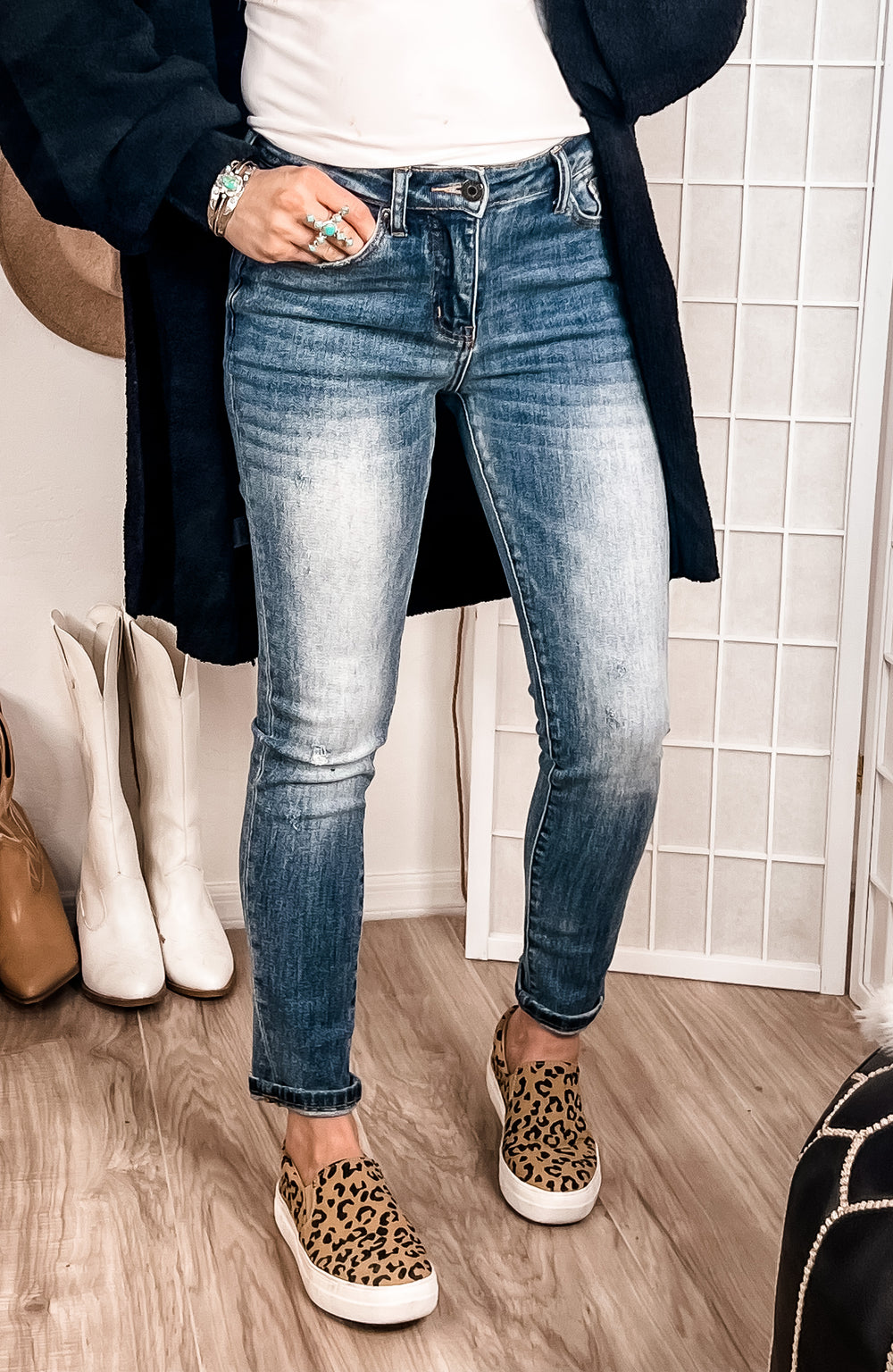 Risen Denim: Meet Me For Brunch Mid Rise Ankle Skinny Jean-Jeans-Krush Kandy, Women's Online Fashion Boutique Located in Phoenix, Arizona (Scottsdale Area)