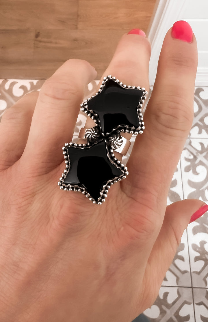 Texas Star Black Onyx Sterling Silver Ring-Rings-Krush Kandy, Women's Online Fashion Boutique Located in Phoenix, Arizona (Scottsdale Area)