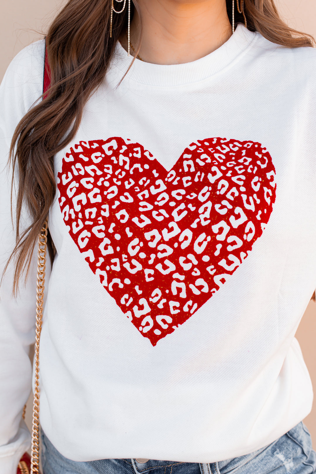 Valentine's Day Leopard Heart Graphic Sweatshirt-Sweatshirts-Krush Kandy, Women's Online Fashion Boutique Located in Phoenix, Arizona (Scottsdale Area)