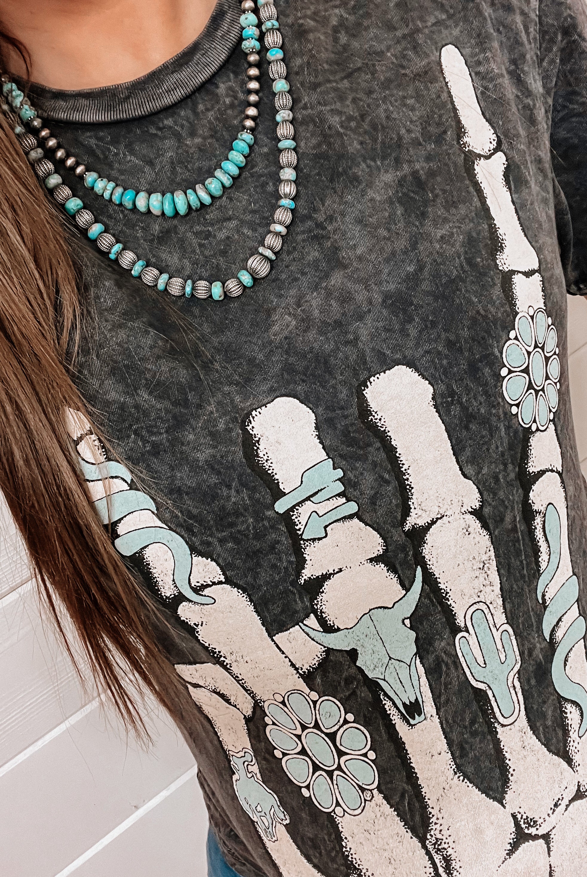 Skeleton Rock Hand Sign Graphic Top-Graphic Tees-Krush Kandy, Women's Online Fashion Boutique Located in Phoenix, Arizona (Scottsdale Area)