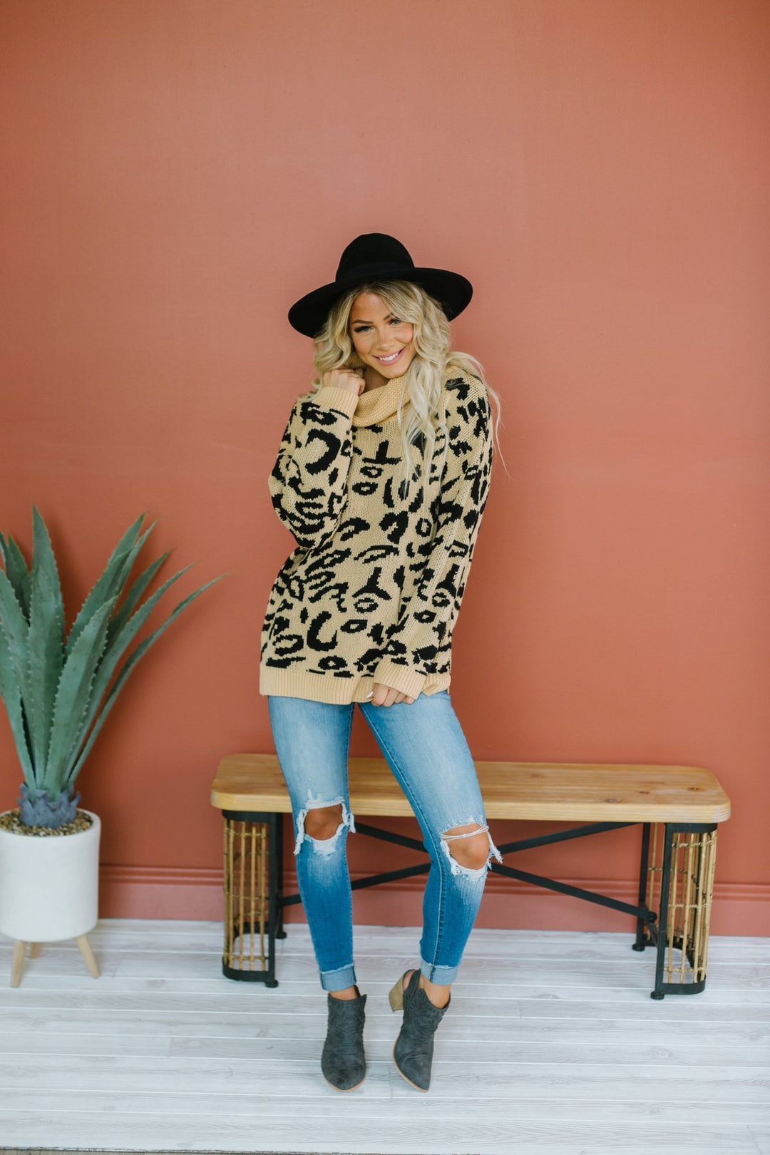 Animal Print Cowl Neck Sweater-Tops-Krush Kandy, Women's Online Fashion Boutique Located in Phoenix, Arizona (Scottsdale Area)