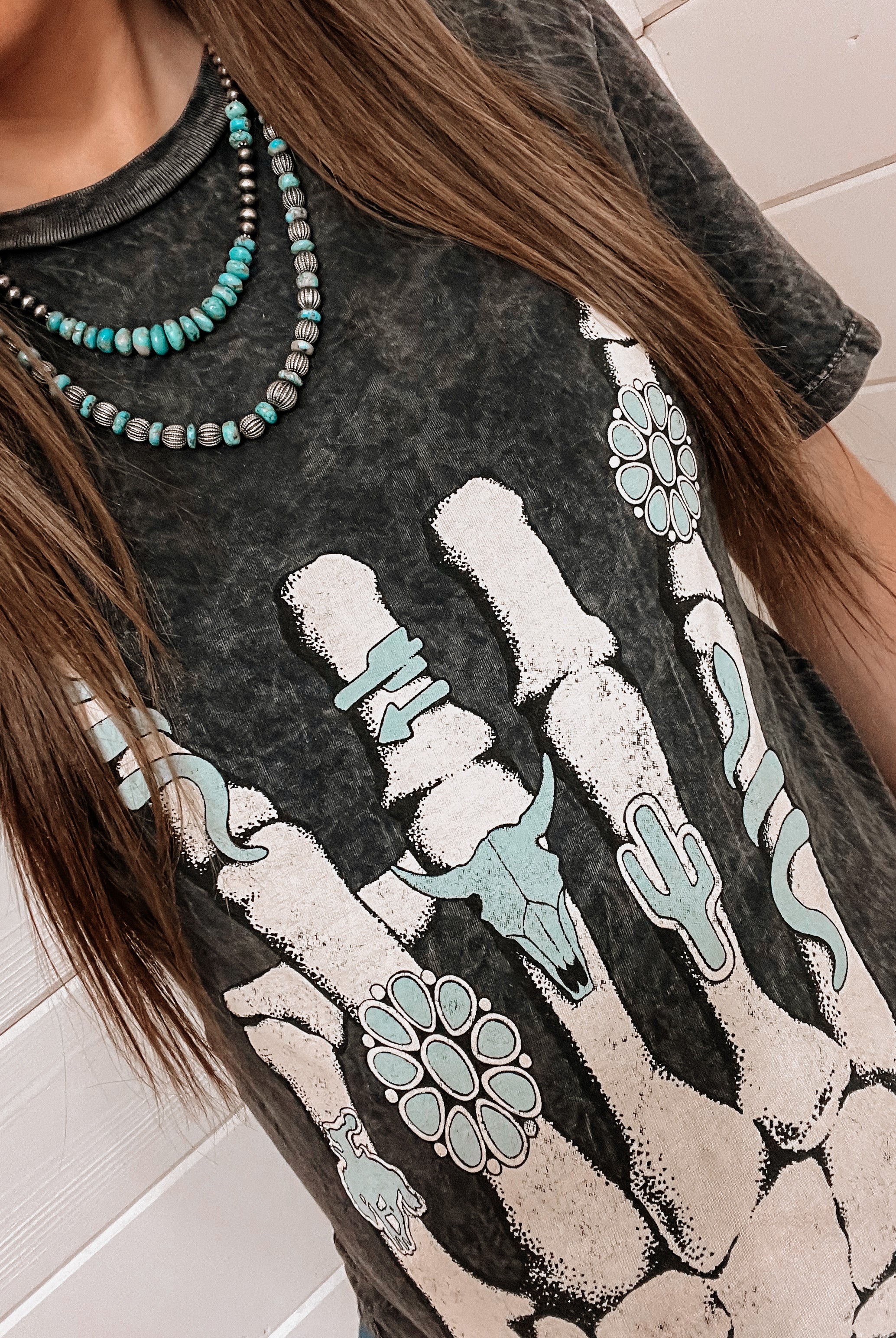 Skeleton Rock Hand Sign Graphic Top-Graphic Tees-Krush Kandy, Women's Online Fashion Boutique Located in Phoenix, Arizona (Scottsdale Area)
