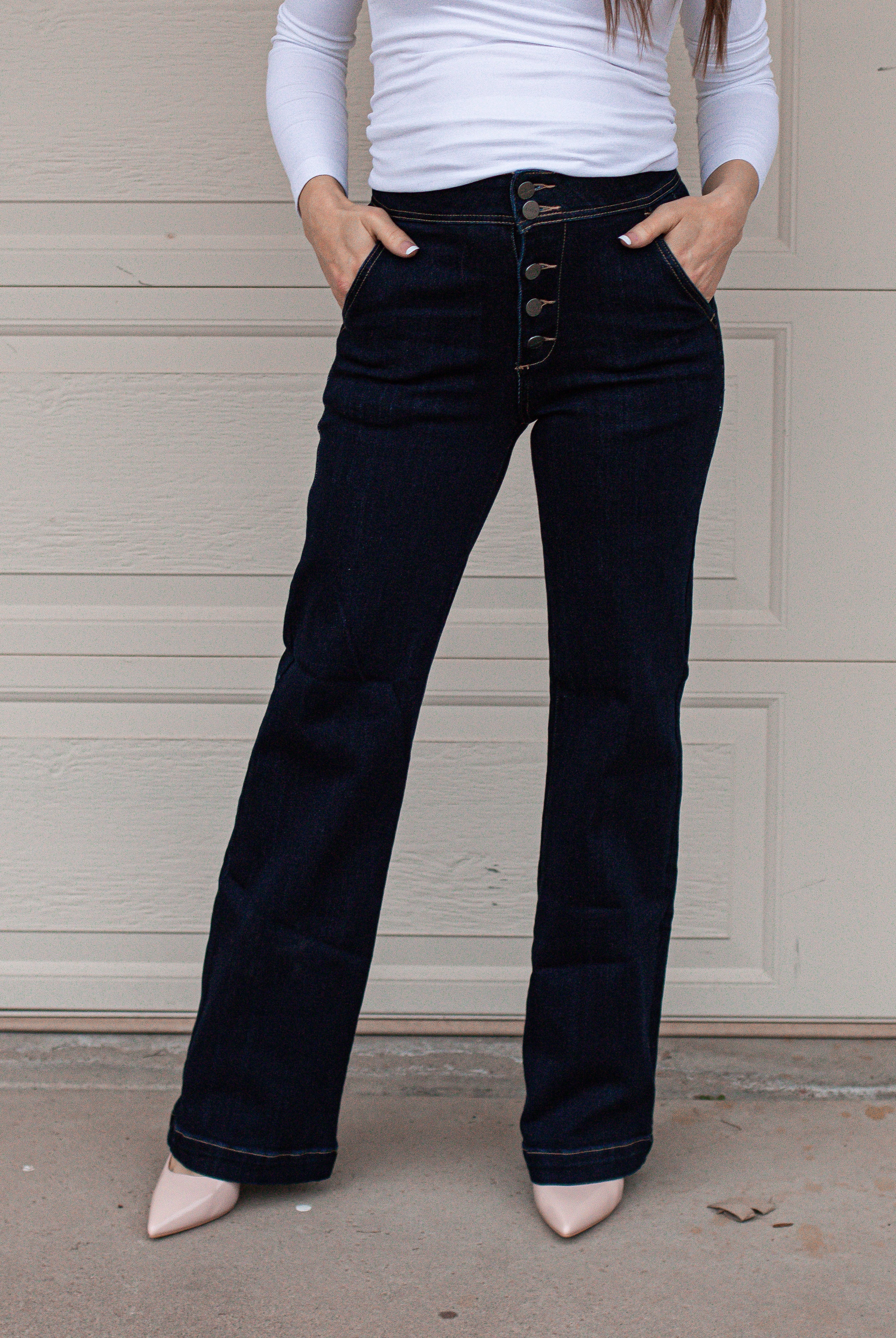 Risen Among The Wildflowers High-Rise Wide Flare Jeans-Jeans-Krush Kandy, Women's Online Fashion Boutique Located in Phoenix, Arizona (Scottsdale Area)