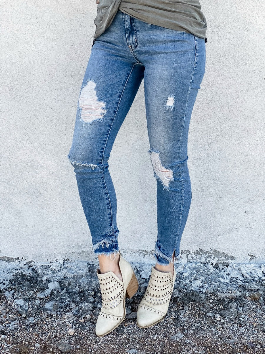 KANCAN | Double Fray Hem Bottom Jeans | PLUS/REG-Jeans-Krush Kandy, Women's Online Fashion Boutique Located in Phoenix, Arizona (Scottsdale Area)
