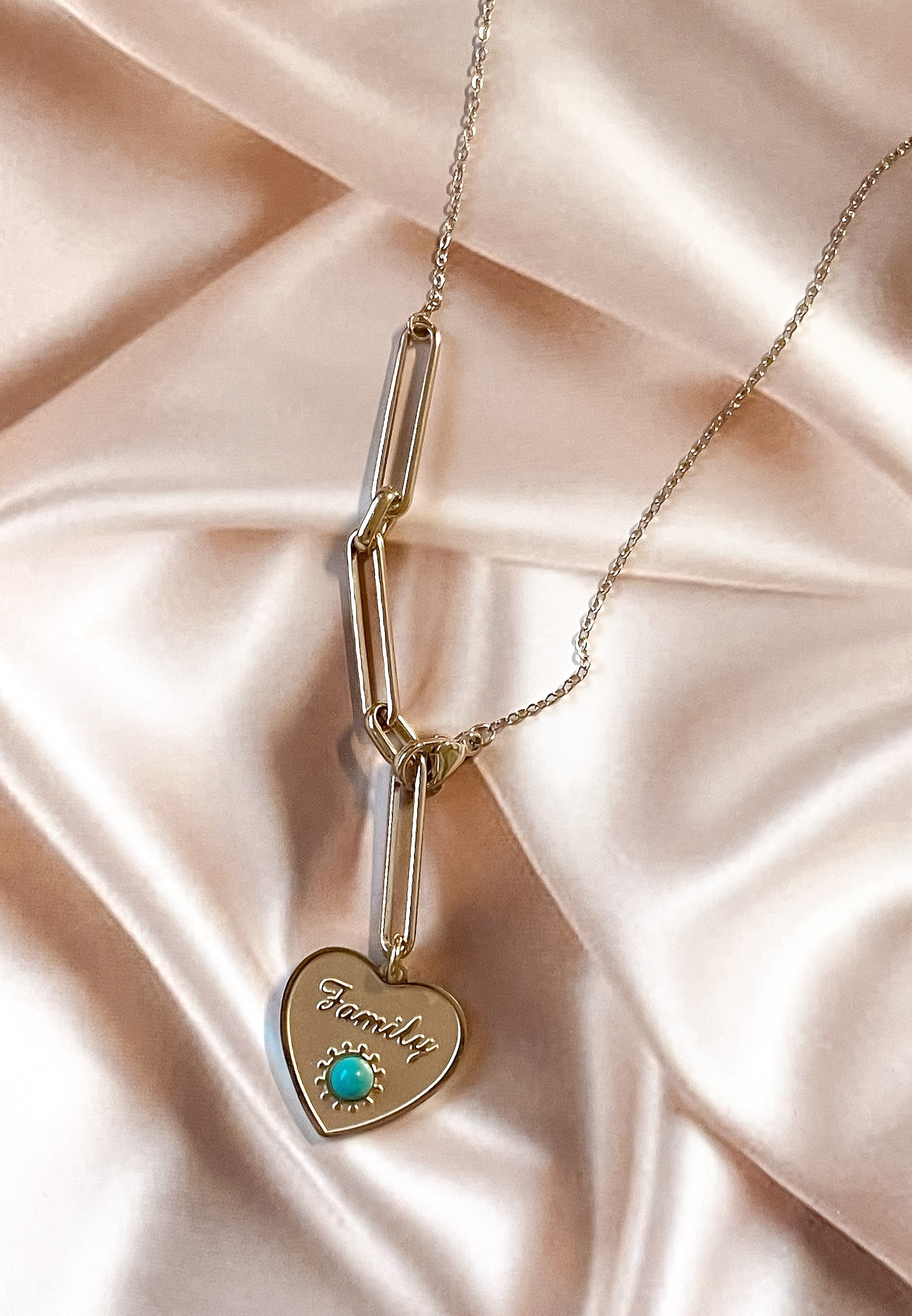 Family Heart Pendant Necklace-Necklaces-Krush Kandy, Women's Online Fashion Boutique Located in Phoenix, Arizona (Scottsdale Area)