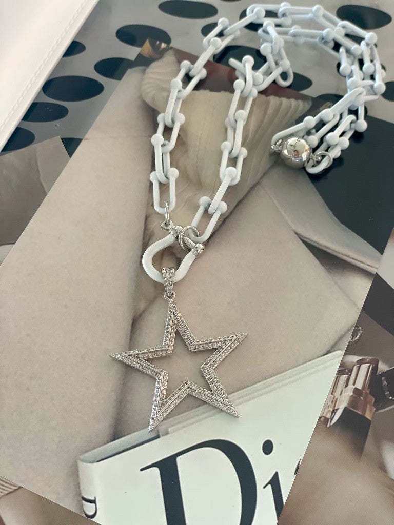 Keep Shining CZ Star and Enamel Magnetic Necklace-Necklaces-Krush Kandy, Women's Online Fashion Boutique Located in Phoenix, Arizona (Scottsdale Area)