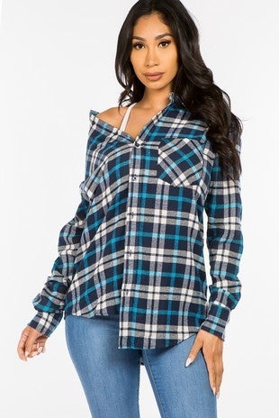 Cool As Ice Long Sleeve Plaid Top | S-2X, 3 Colors!-Long Sleeve Tops-Krush Kandy, Women's Online Fashion Boutique Located in Phoenix, Arizona (Scottsdale Area)