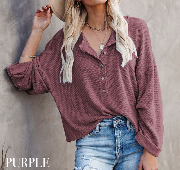 (S-2X, 5 Colors) Buttoned Loose Long Sleeve Shirt-Long Sleeve Tops-Krush Kandy, Women's Online Fashion Boutique Located in Phoenix, Arizona (Scottsdale Area)
