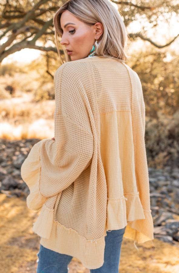 POL Wild Child Flair Waffle Knit Kimono | 4 Colors-Kimonos-Krush Kandy, Women's Online Fashion Boutique Located in Phoenix, Arizona (Scottsdale Area)