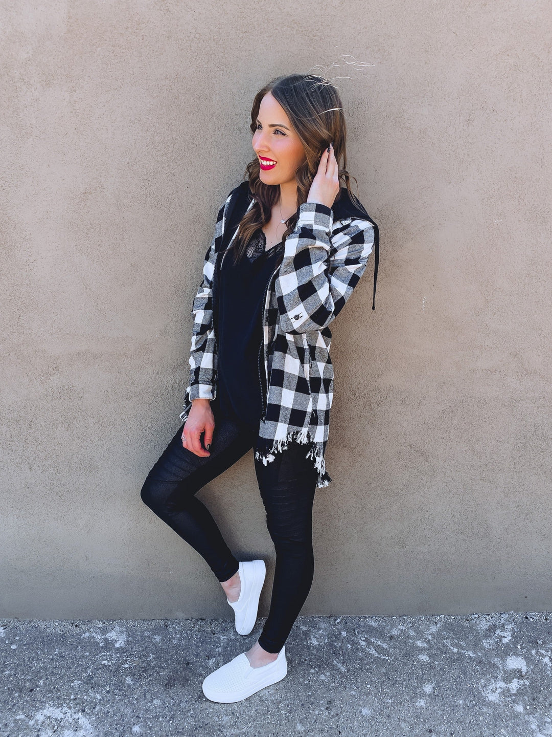 See You Soon Fray Hooded Flannel | S-3X, 2 colors-Jackets-Krush Kandy, Women's Online Fashion Boutique Located in Phoenix, Arizona (Scottsdale Area)