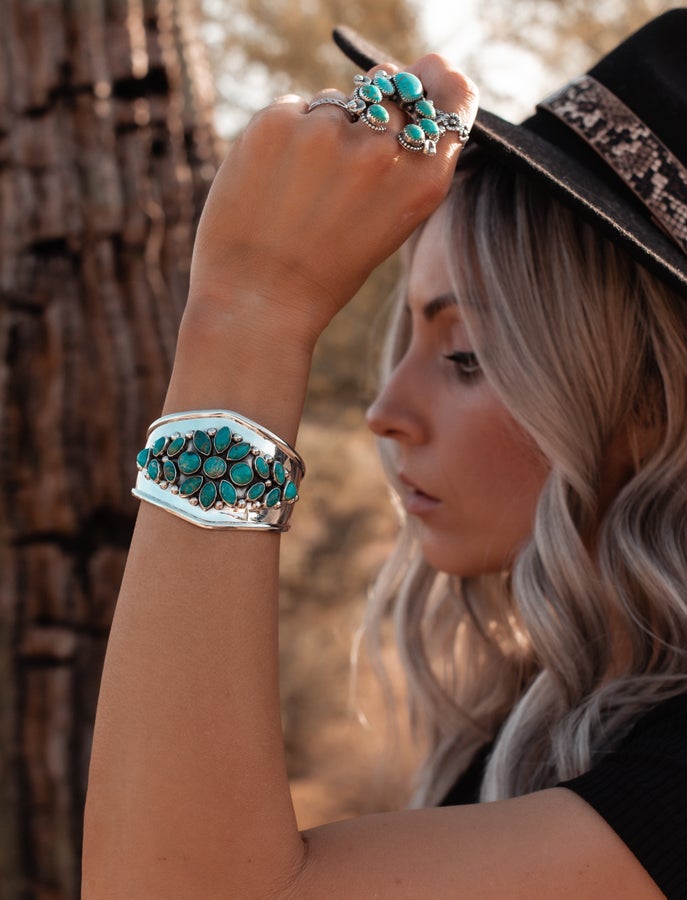Take Me To The Festival Sterling Silver & Stone Cuff | PREORDER-Bracelets-Krush Kandy, Women's Online Fashion Boutique Located in Phoenix, Arizona (Scottsdale Area)