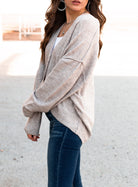 Oversized Hi-Low Hem Melange Sweater Cardigan | XS-XL ZENANA-Sweaters-Krush Kandy, Women's Online Fashion Boutique Located in Phoenix, Arizona (Scottsdale Area)