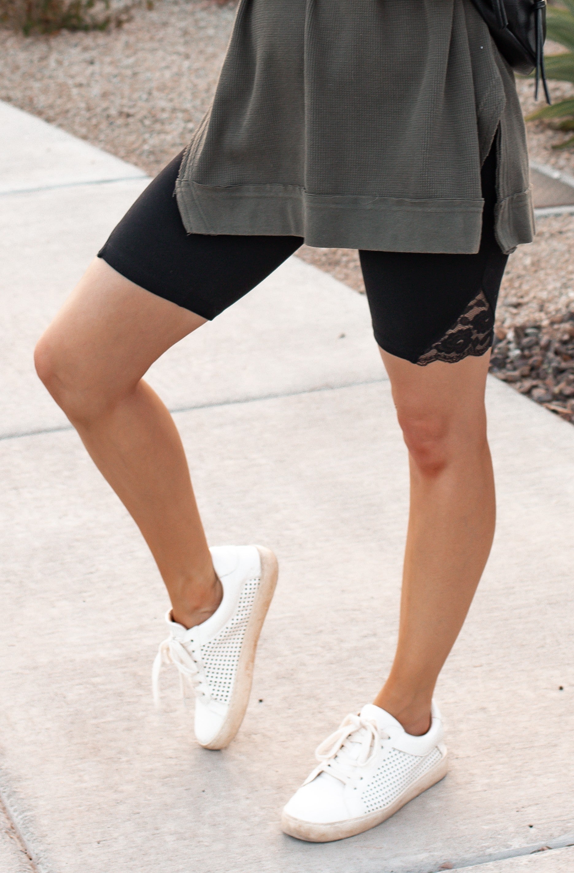 Mono B Feeling Fine Floral Lace Accent Highwaist Biker Short Leggings-Shorts-Krush Kandy, Women's Online Fashion Boutique Located in Phoenix, Arizona (Scottsdale Area)