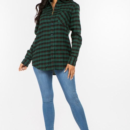 D00RBUSTER Plaid Flannel-Long Sleeve Tops-Krush Kandy, Women's Online Fashion Boutique Located in Phoenix, Arizona (Scottsdale Area)
