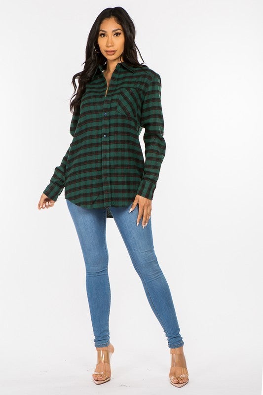 D00RBUSTER Plaid Flannel-Long Sleeve Tops-Krush Kandy, Women's Online Fashion Boutique Located in Phoenix, Arizona (Scottsdale Area)